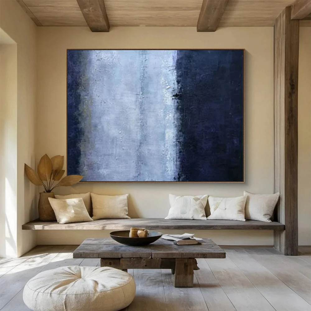 White Handmade Room Days Blue Abstract Artwork 2XSNI